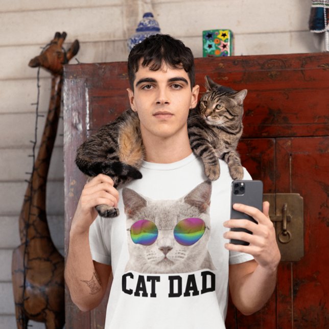 T-shirts de PAI CAT, Cinza com óculos de sol (Criador carregado)