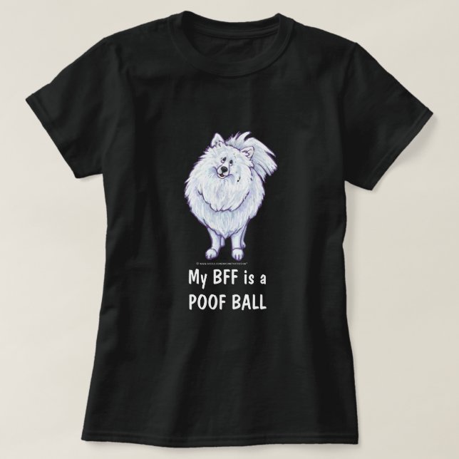 T-Shirts de Poofball BFF da Pomerânia Branca (Frente do Design)