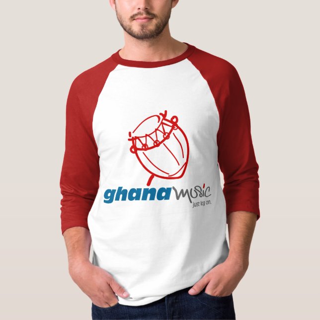 T-shirts De Raglan básico da Capa de Ghana Music.com 3/4 (Frente)