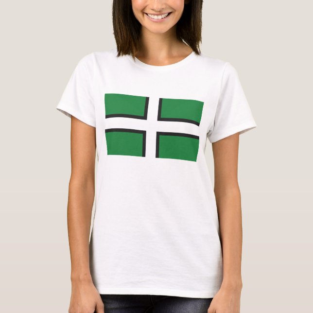 T-shirts De "T da bandeira Devon" das senhoras (Frente)