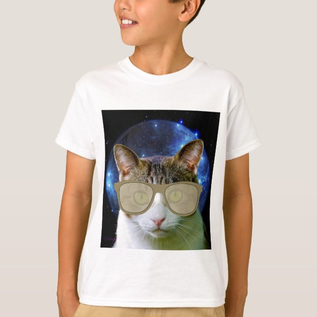 T-shirts de uso masculino, crianças, SPACE CAT (Frente)
