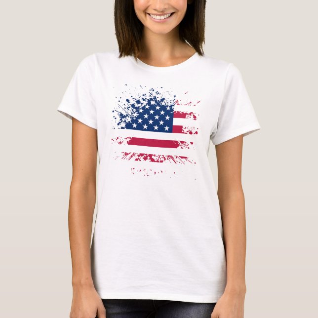 T-shirts Débardeur Femme Blanc Basic USA Flag (Frente)