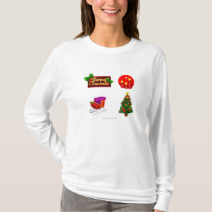 T-shirts Decorações do Natal contra o fundo branco