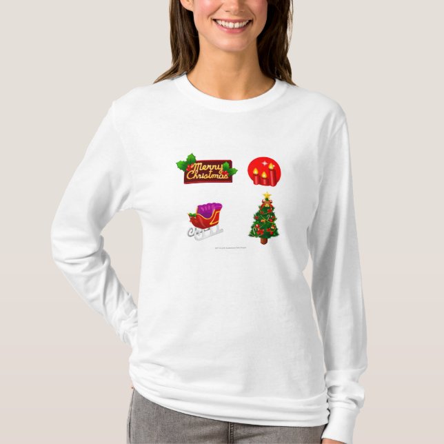T-shirts Decorações do Natal contra o fundo branco (Frente)