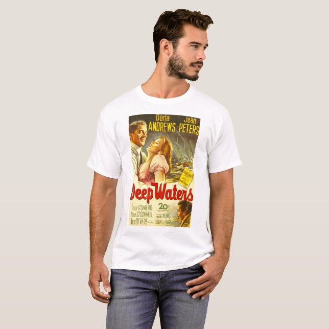 T-shirts Deep Waters, vintage movie poster (Frente Completa)
