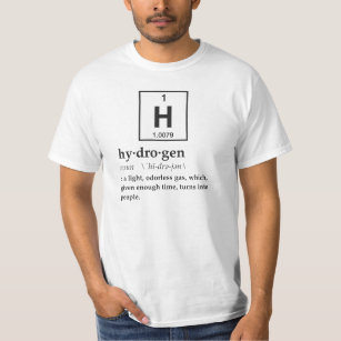 T-shirts Definição do hidrogênio