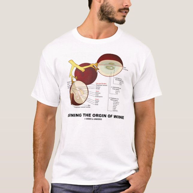 T-shirts Definindo a origem do vinho (baga da uva para (Frente)