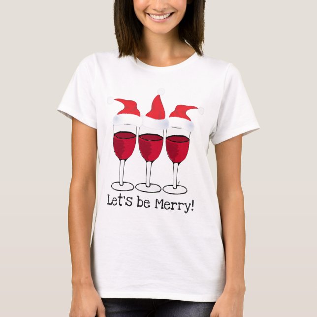 T-SHIRTS DEIXE E.U. SER FELIZ NATAL VINHO TINTO E IMPRESSÃO (Frente)