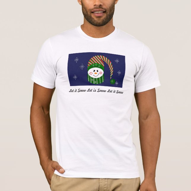 T-shirts Deixe-o nevar - Neve com Chapéu e Escarpa Estimula (Frente)