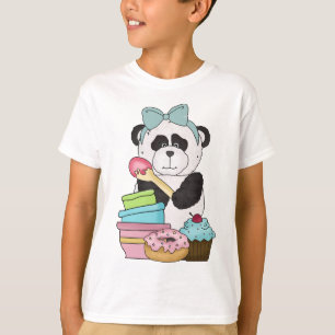T-shirts Deleites de um doce dos ursos de panda
