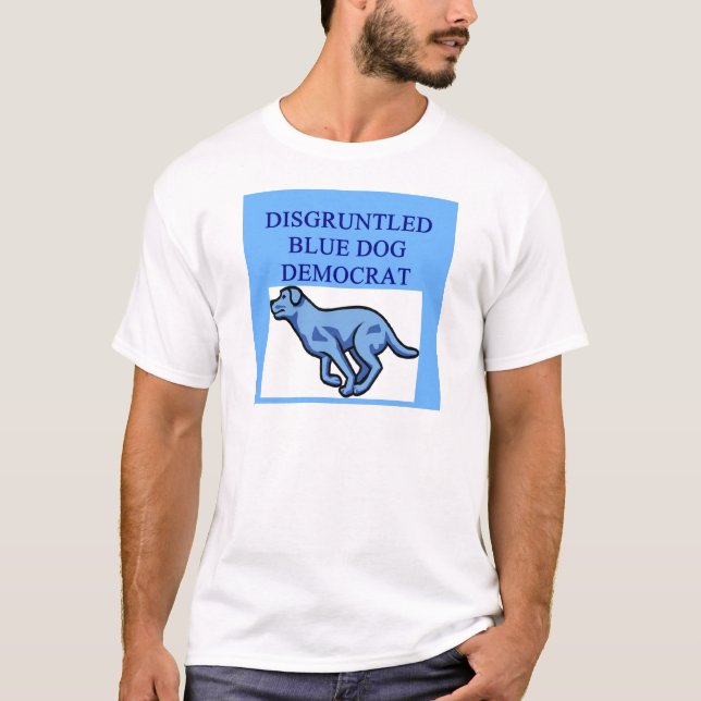 T-shirts democrata azul irritada do cão (Frente)