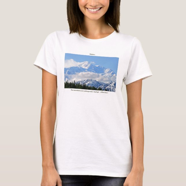 T-shirts Denali/Mtns está chamando-j Muir/com beira (Frente)