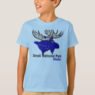 T-shirts Denali National Park Alaska flag elk boys tee
