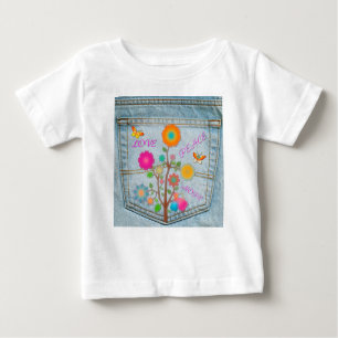 T-shirts Denim Back Pocket Flores Paz Esperança
