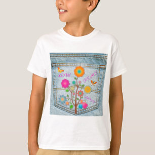 T-shirts Denim Back Pocket Flores Paz Esperança
