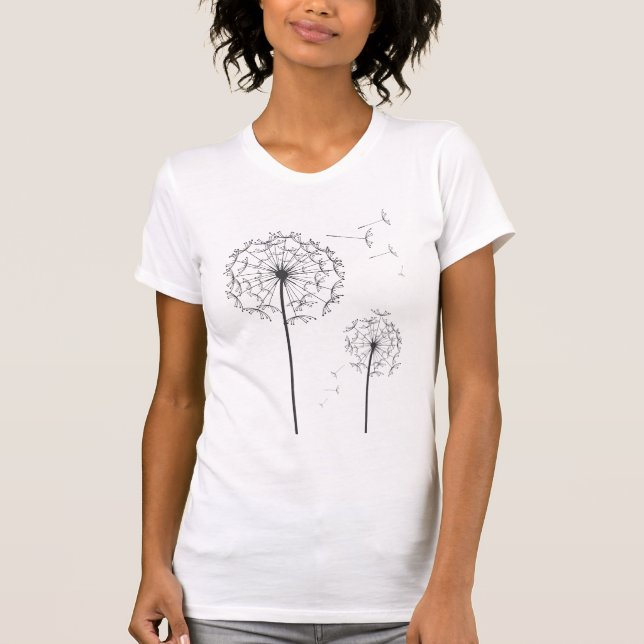 T-shirts dente-de-leão preto (Frente)