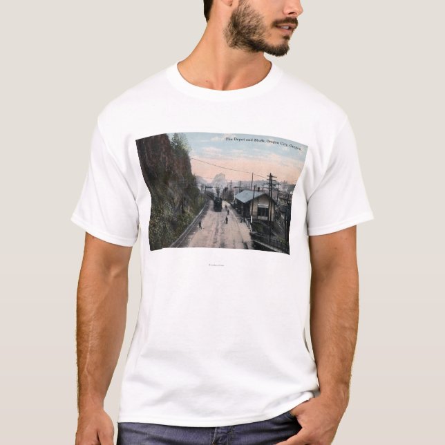 T-shirts Depósito da estrada de ferro e cidade dos blefes, (Frente)