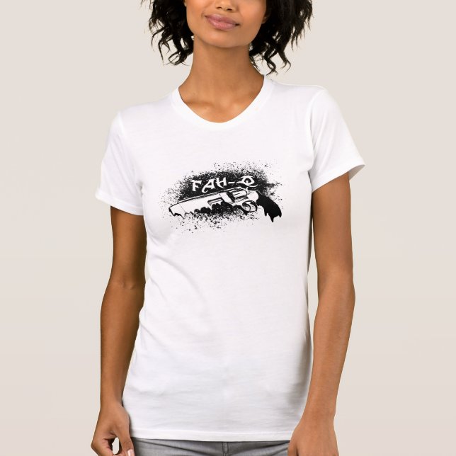 T-shirts derretimento preto da arma + balas (Frente)