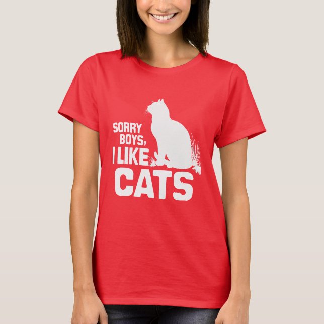 T-SHIRTS DESCULPEM, RAPAZES, EU GOSTO DE GATOS - BRANCOS -. (Frente)