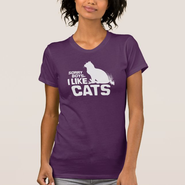 T-SHIRTS DESCULPEM, RAPAZES, EU GOSTO DE GATOS - BRANCOS -. (Frente)