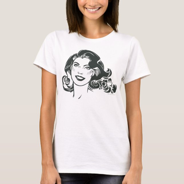 T-shirts Desenho branco e preto da supermenina 2 (Frente)