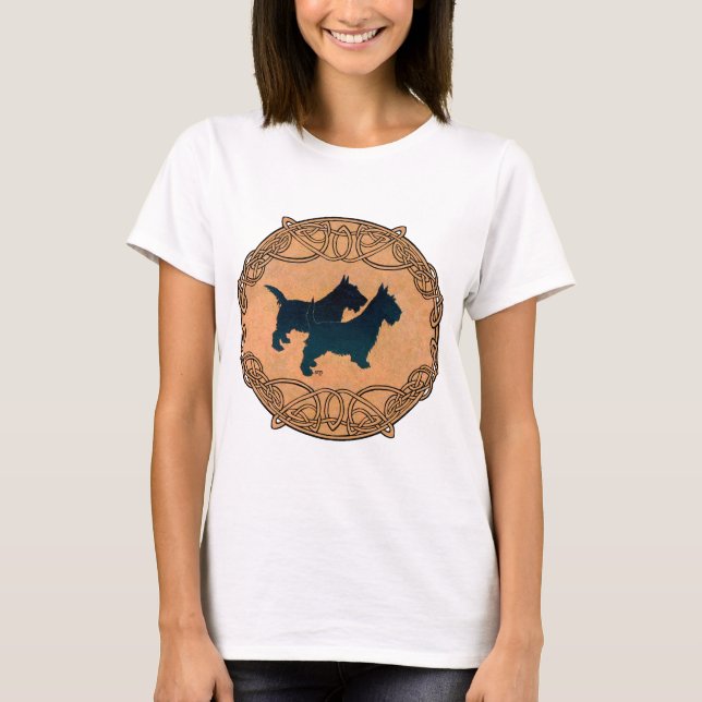 T-shirts Desenho Celta do Terrier Escocês (Frente)