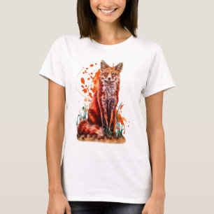 T-shirts Desenho da arte animal vermelha do Fox e da