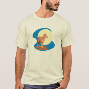 T-shirts desenho de coiote e lua cheia