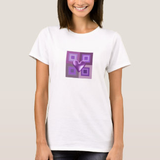 T-shirts Desenho de Coração Roxo Fofo