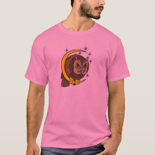 T-shirts Desenho de Tatuagem de Coruja e Lua