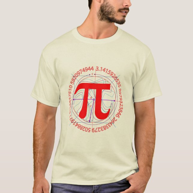 T-shirts Desenho do número do Pi (Frente)