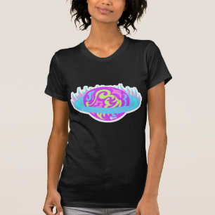 T-shirts Desenho Épico de Saturno Neon em Chamas