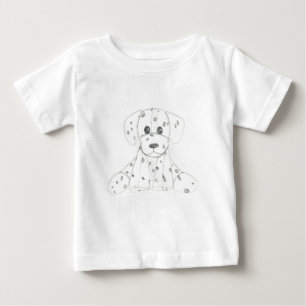T-shirts desenho simples de cachorro dálmata preto e branco