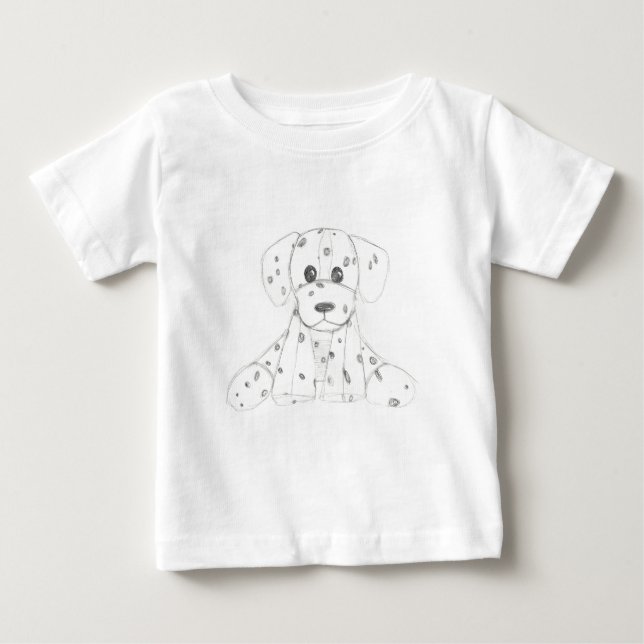 T-shirts desenho simples de cachorro dálmata preto e branco (Frente)