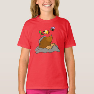 T-shirts desenhos animados bonitos da toupeira com uma