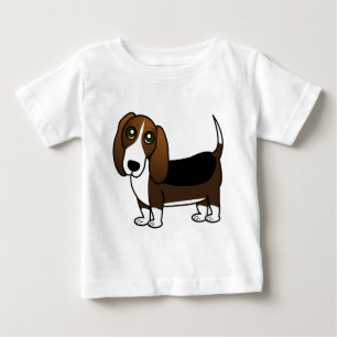 T-shirts Desenhos animados bonitos de Basset Hound - Brown