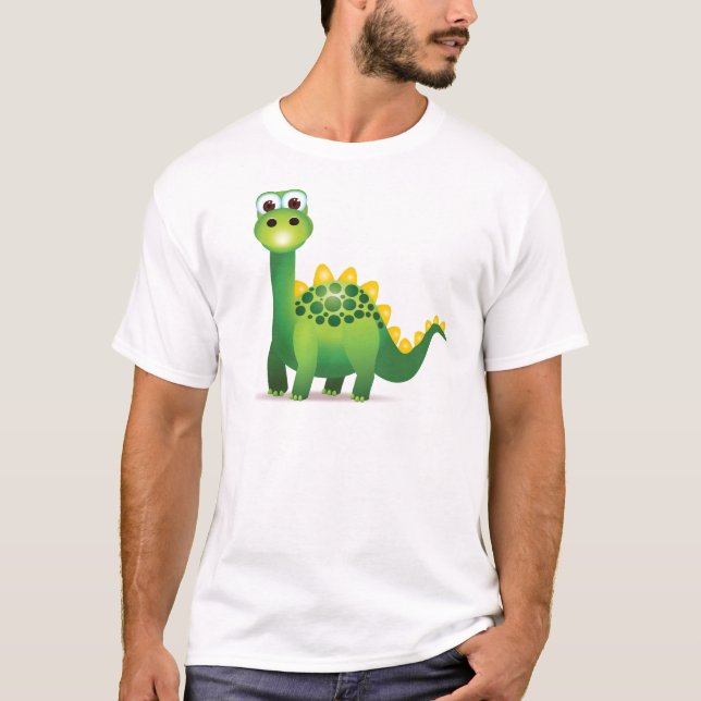 T-shirts Desenhos animados bonitos do dinossauro verde (Frente)