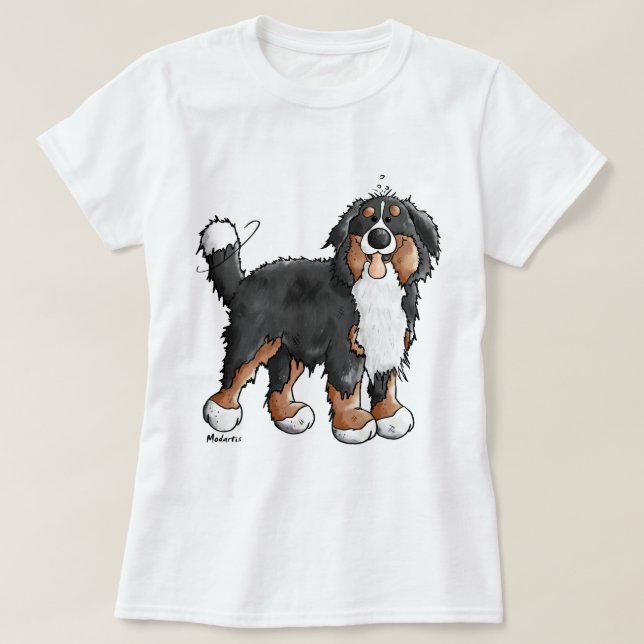 T-shirts Desenhos animados engraçados do cão de montanha de (Frente do Design)