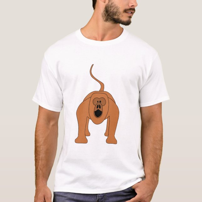 T-shirts Desenhos animados vermelhos do macaco de Howler (Frente)