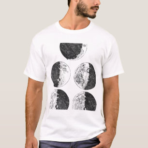 T-shirts Desenhos de Galileu das fases da lua