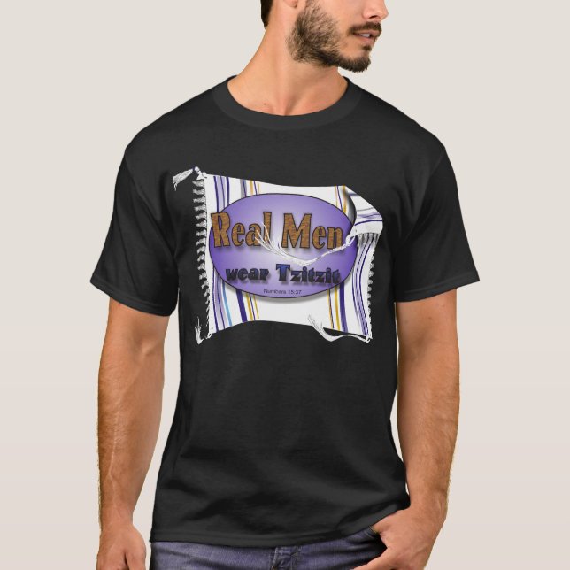 T-shirts Desgaste de homens real Tzitzit (Frente)