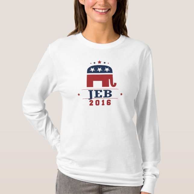 T-shirts Design 2016 do elefante do GOP de Jeb (Frente)