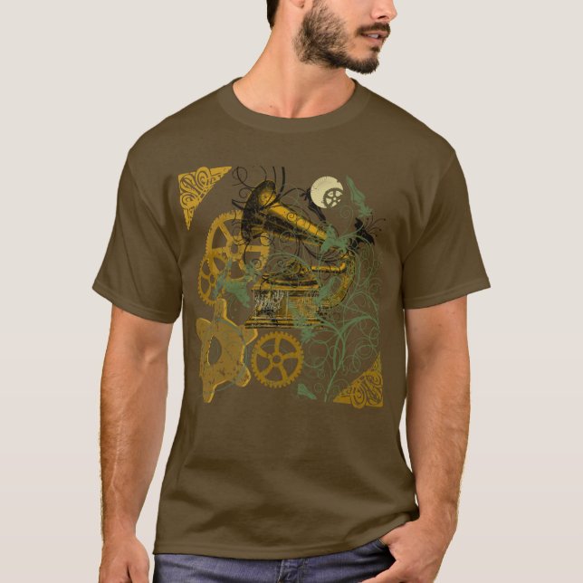 T-shirts Design afligido de Steampunk do olhar (Frente)