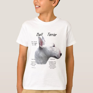 T-shirts Design (branco) da história de bull terrier