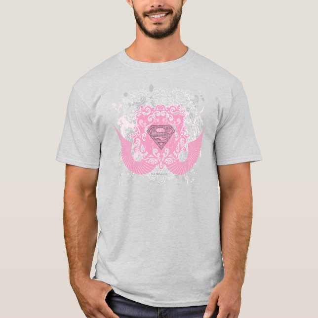 T-shirts Design com asa rosa super-menina (Frente)