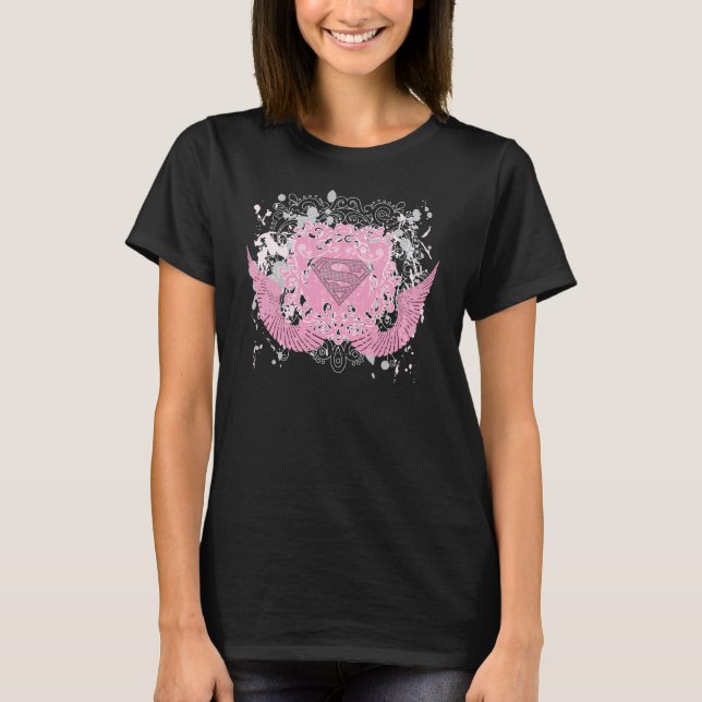 T-shirts Design com asa rosa super-menina (Frente)