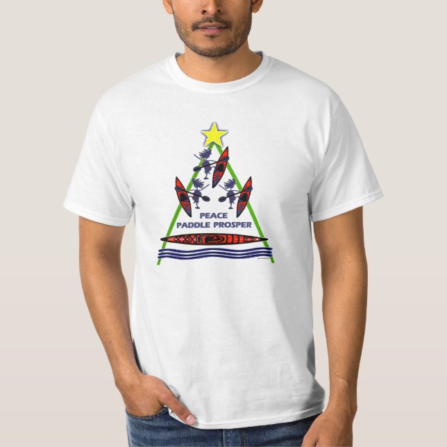 T-shirts Design da canoa do caiaque da pá do feriado (Frente)