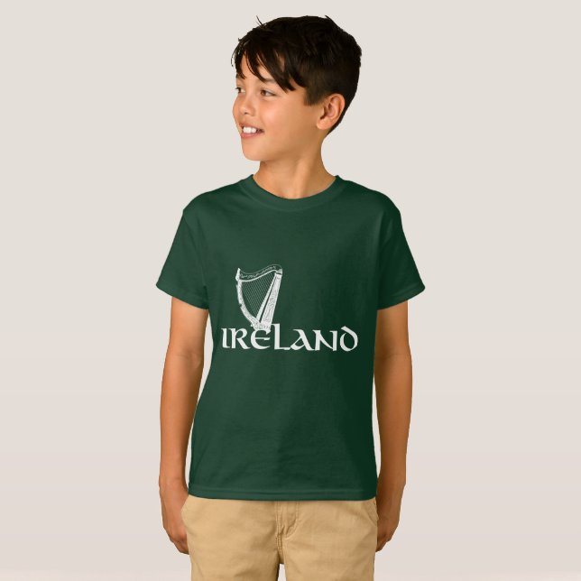 T-shirts Design da harpa de Ireland, harpa irlandesa (Frente Completa)