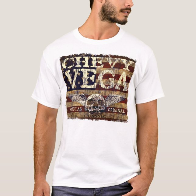 T-shirts Design de Chevy Vega contra a bandeira corrmoída (Frente)