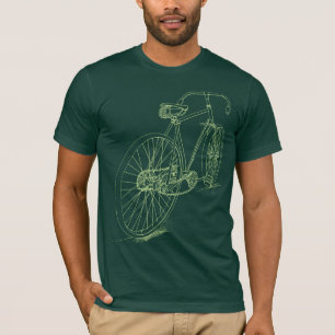 T-shirts Design de desenho da Bicicleta Retroativa em verde